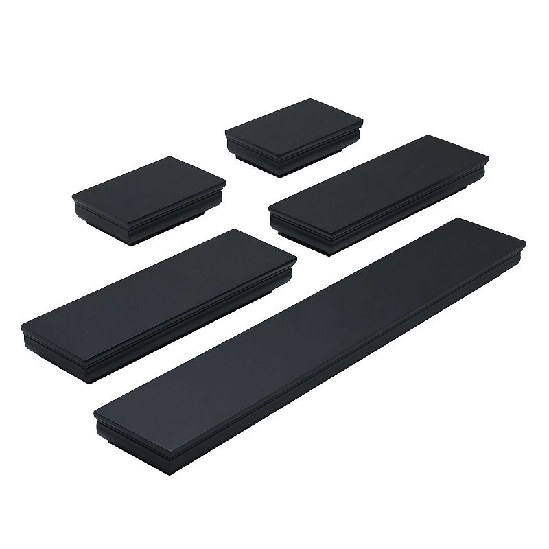 Melannco Black Moulding Wall Shelf 5-piece Set