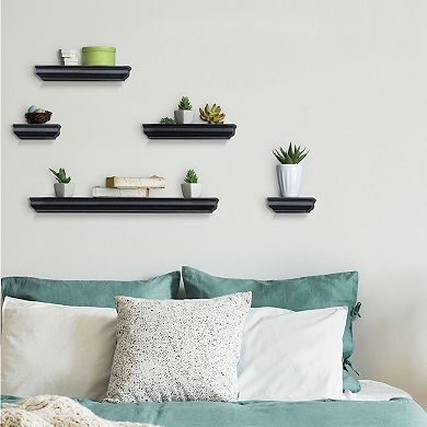 Melannco Black Moulding Wall Shelf 5-piece Set