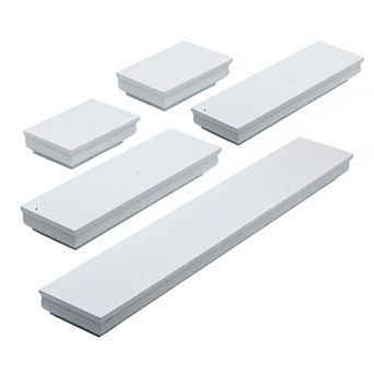 Melannco White Moulding Wall Shelf 5 pc Set