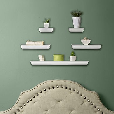 Melannco White Moulding Wall Shelf 5-piece Set