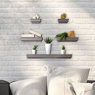 Melannco Gray Moulding Wall Shelf 5-piece Set