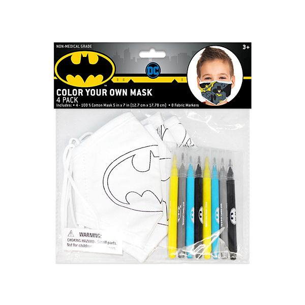 DC Comics Batman 4-Pack Color Your Own Face Masks Set