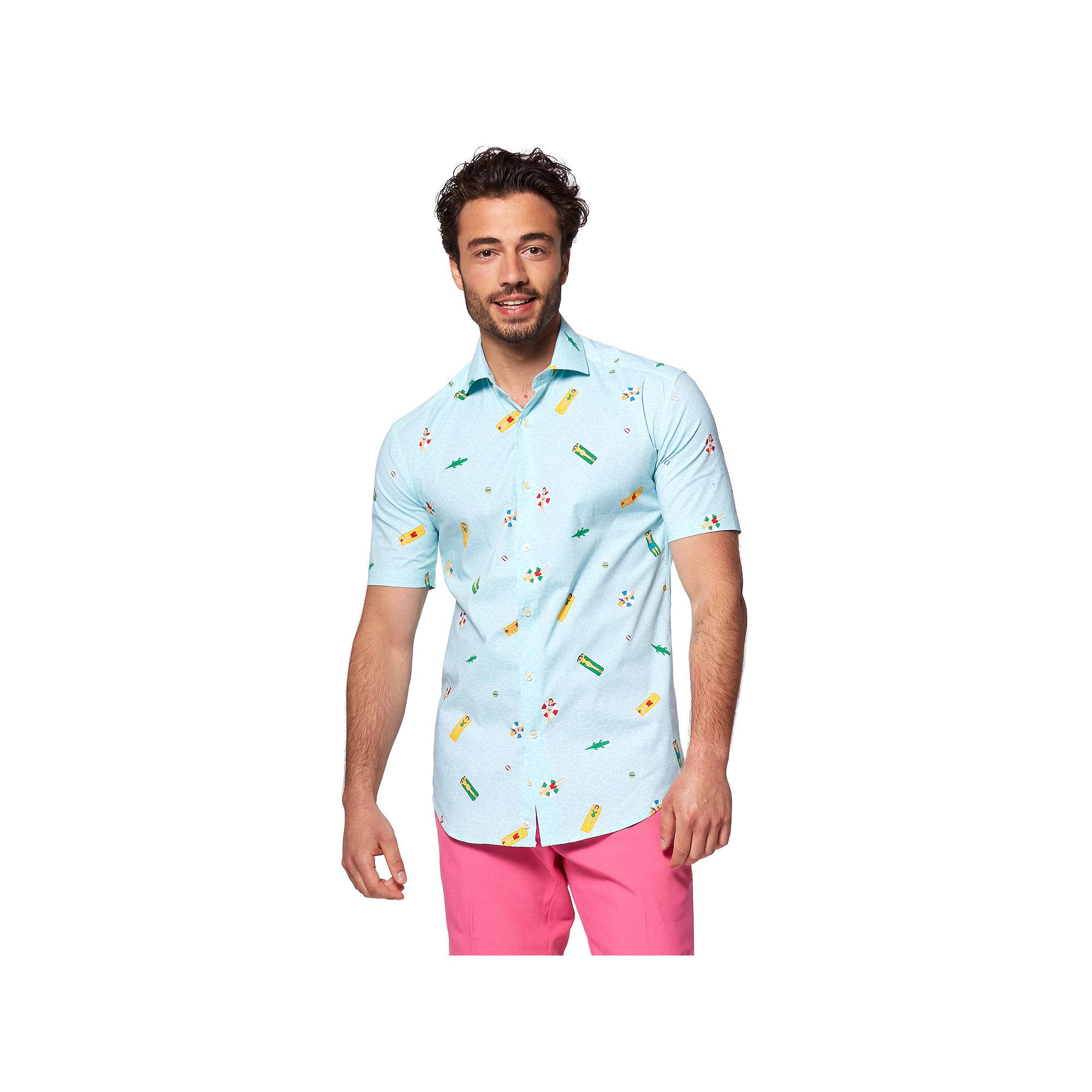 Mens OppoSuits Beach Button-Down Shirt, Size: Small, Blue Life Water