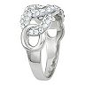 Chrystina Fine Silver Plate White Crystal Link Ring