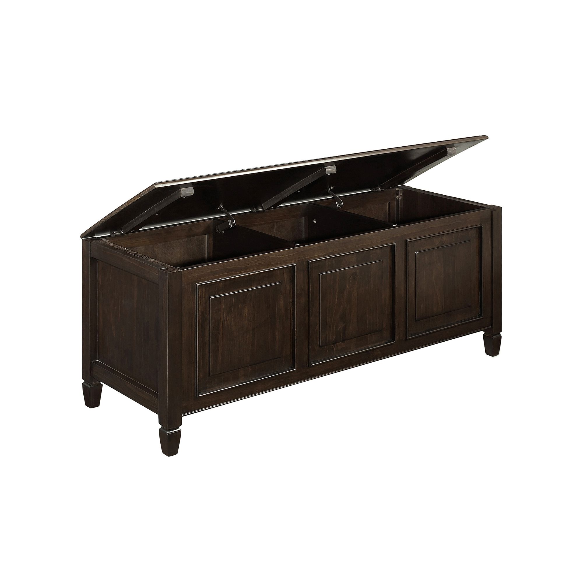 Simpli Home Connaught Storage Bench, Dark Brown Brown