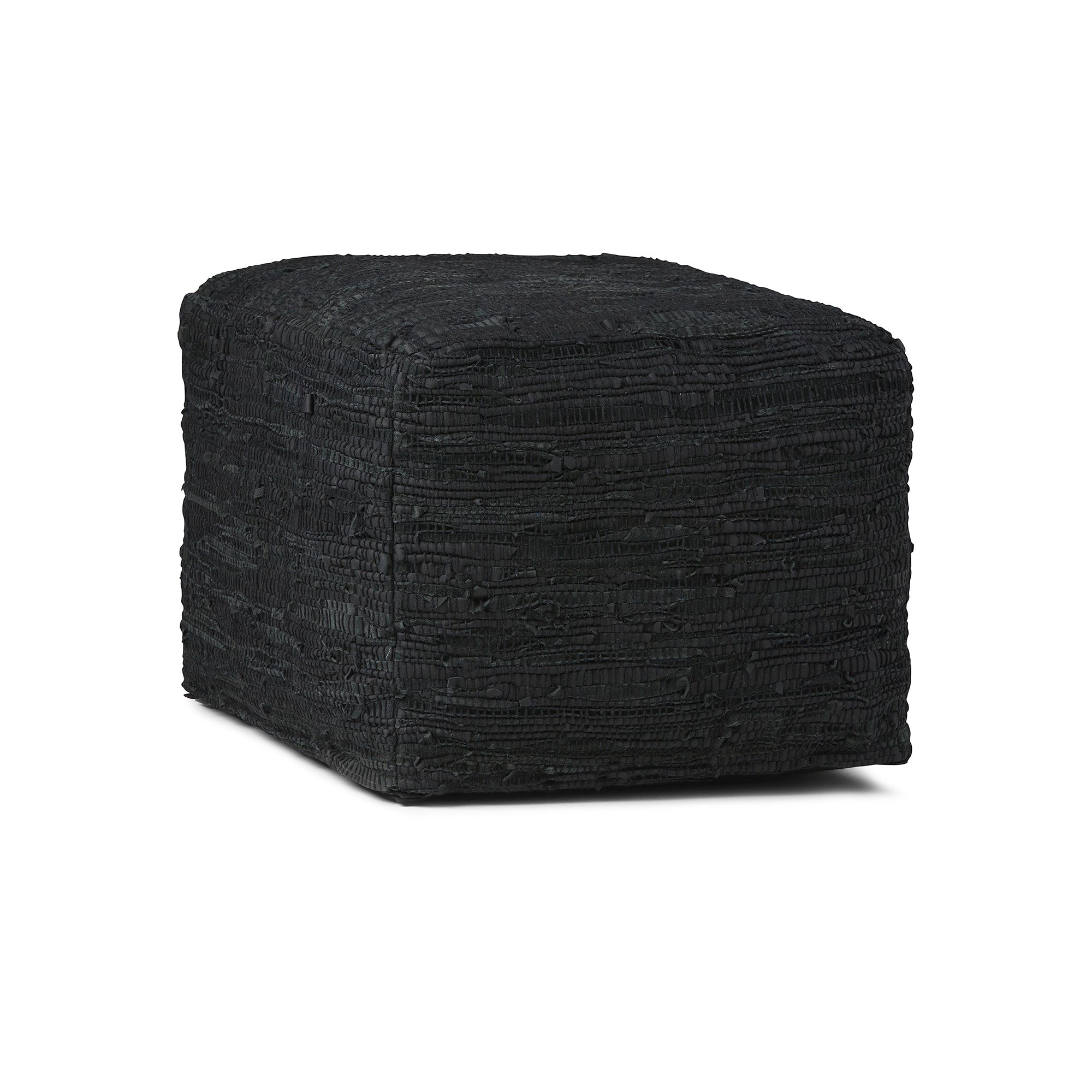 Simpli Home Fredrik Square Pouf, Black