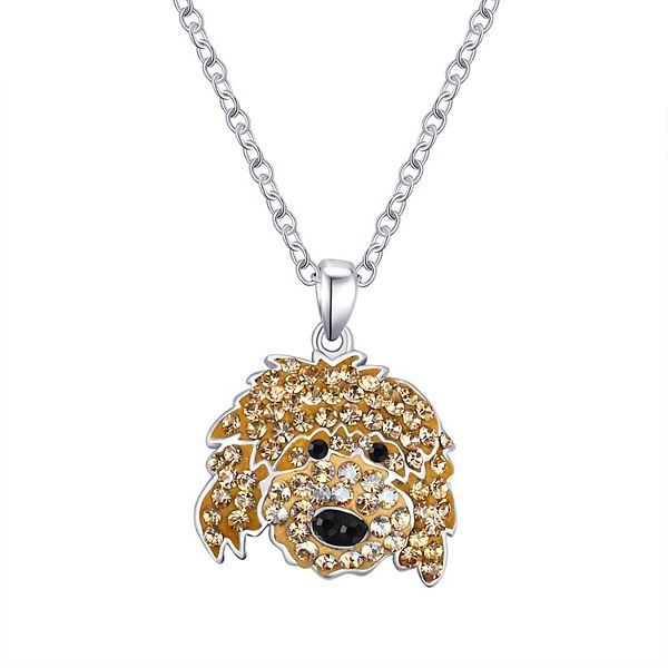 Crystal Collective Silver-Plated Crystal Labradoodle Dog Pendant Necklace