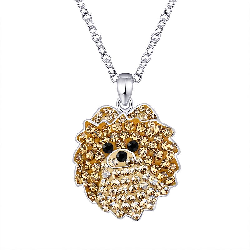 Crystal Collective Silver-Plated Crystal Pomeranian Dog Pendant Necklace, 