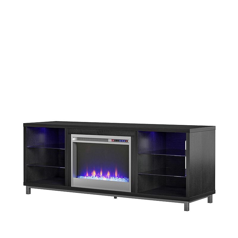 Ameriwood Home Lumina Deluxe Fireplace TV Stand, Black