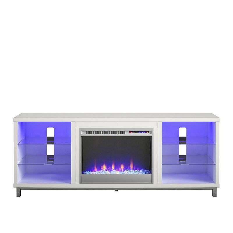Ameriwood Home Lumina Deluxe Fireplace TV Stand, White
