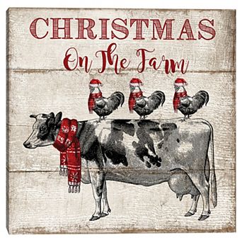 Fine Art Canvas Christmas on the Farm Canvas Wall Art