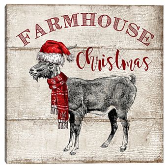 Fine Art Canvas Farmhouse Christmas Goat Canvas Wall Art