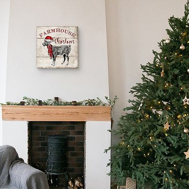 Fine Art Canvas Farmhouse Christmas Goat Canvas Wall Art
