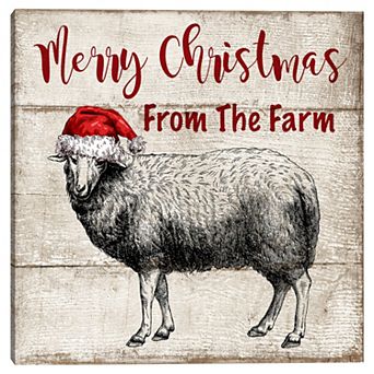 Fine Art Canvas Farm Christmas Sheep Canvas Wall Art