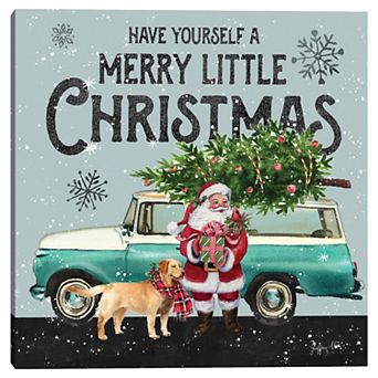 Fine Art Canvas "Have Yourself a Merry Little Christmas" Wagon Wall Art
