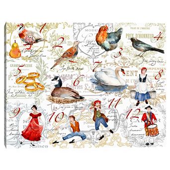 Fine Art Canvas 12 Days of Christmas Canvas Wall Art