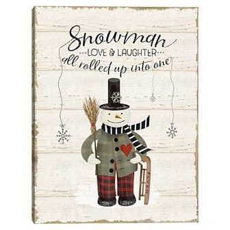 Fine Art Canvas Snowman Love & Laughter Canvas Wall Art