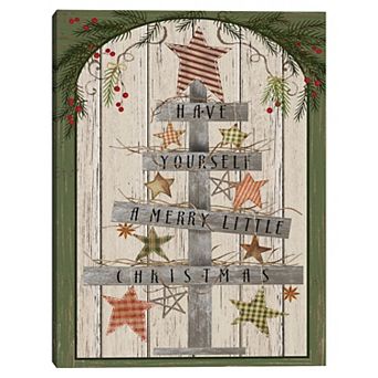 Fine Art Canvas Wooden Christmas Tree Canvas Wall Art