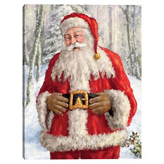 Fine Art Canvas Jolly Santa Christmas Canvas Wall Art