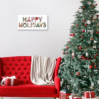 Master Piece Happy Holidays Christmas Letters Canvas Wall Art