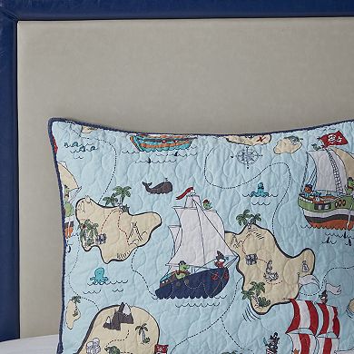 Urban Habitat Kids Pirate Explorer Cotton Reversible Quilt Set with Shams and Decorative Pillows
