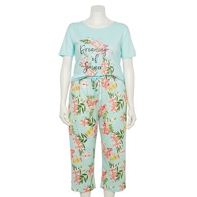 Plus Size Croft & Barrow® Eyelet Pajama Top & Pajama Capris Set