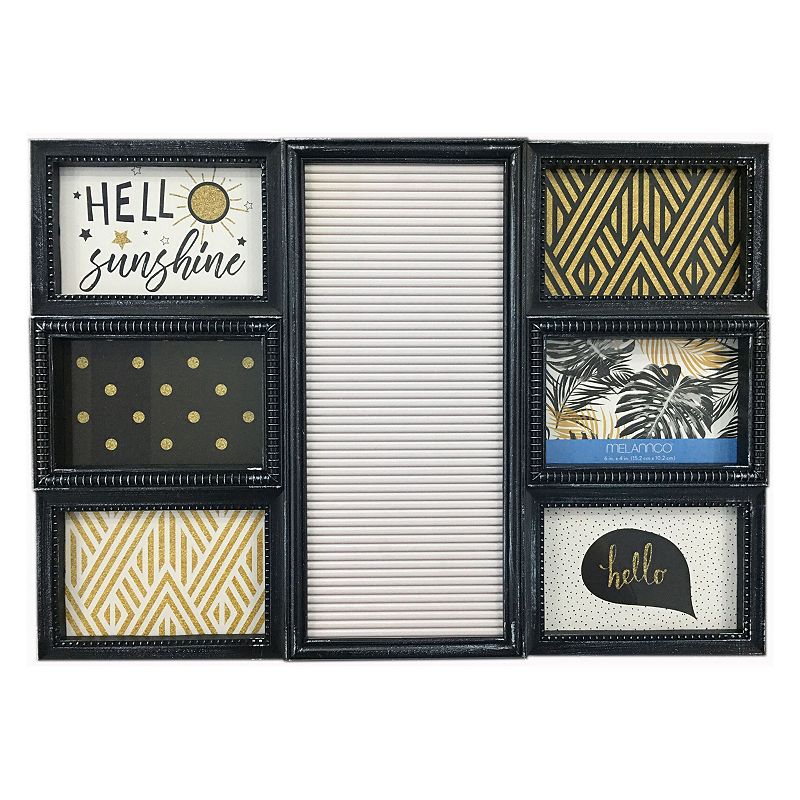 Melannco 6-Opening 4 x 6 Collage Frame & Letterboard Wall Decor, Black