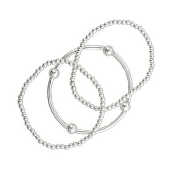 Nine West Silver Tone Beaded Stretch Bracelet Set