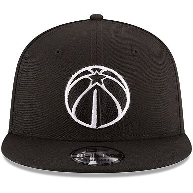 Men's New Era Black Washington Wizards Black & White Logo 9FIFTY Adjustable Snapback Hat