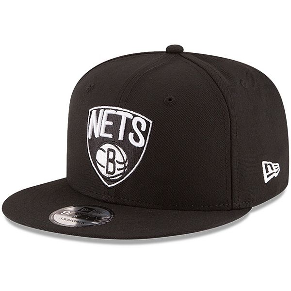 Men's New Era Black Brooklyn Nets Black & White Logo 9FIFTY Adjustable ...