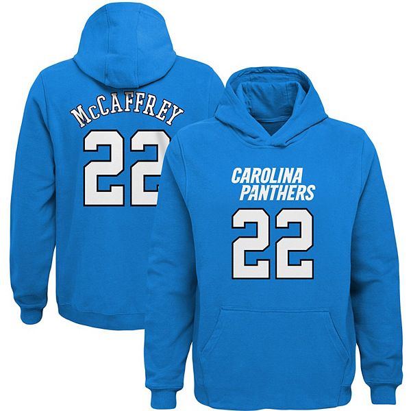 Men's Fanatics Branded Christian McCaffrey Light Blue Carolina Panthers  Player Name & Number Tri-Blend Hoodie T-Shirt