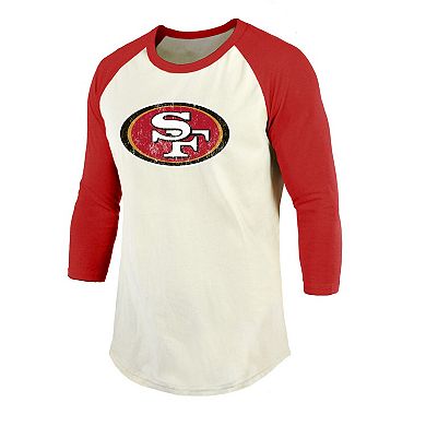 Men's Fanatics Branded Deebo Samuel Cream/Scarlet San Francisco 49ers Vintage Player Name & Number Raglan 3/4-Sleeve T-Shirt