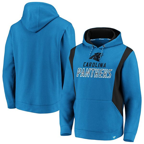 Men's Fanatics Branded Blue/Black Carolina Panthers Iconic Color Block  Pullover Hoodie