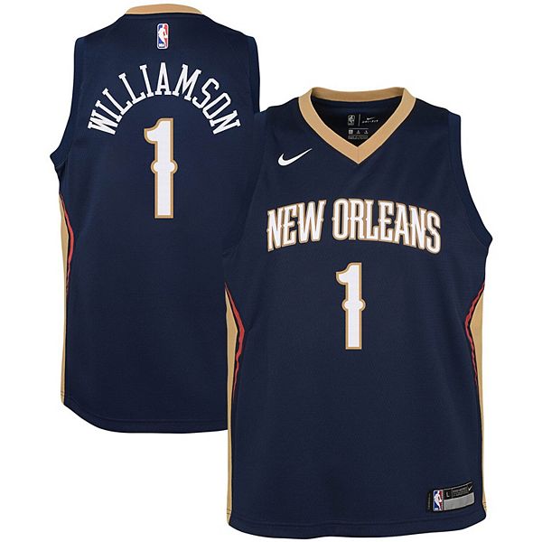  Nike Zion Williamson New Orleans Pelicans NBA Boys Youth 8-20  Navy Icon Edition Swingman Jersey (Medium) : Sports & Outdoors