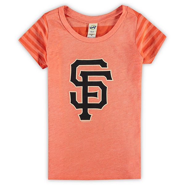 Youth San Francisco Giants Heathered Orange Striped Logo T-Shirt