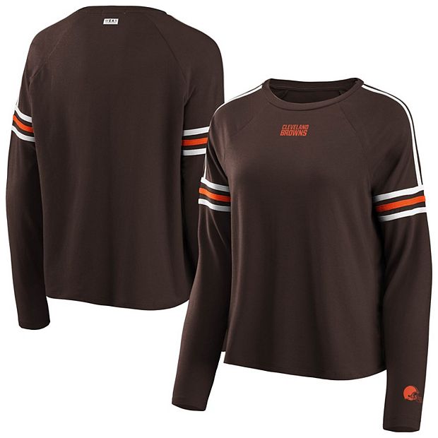 Nike Men's Cleveland Browns Athletic Long Sleeve Raglan T-Shirt - Grey & Brown - S (Small)