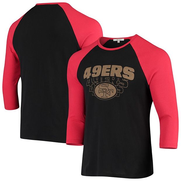 Men's Junk Food Black San Francisco 49ers Colorblock Raglan 3/4