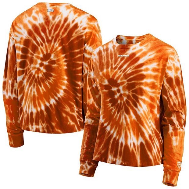 Women's WEAR By Erin Andrews Orange Chicago Bears Tie Dye Long Sleeve T- Shirt