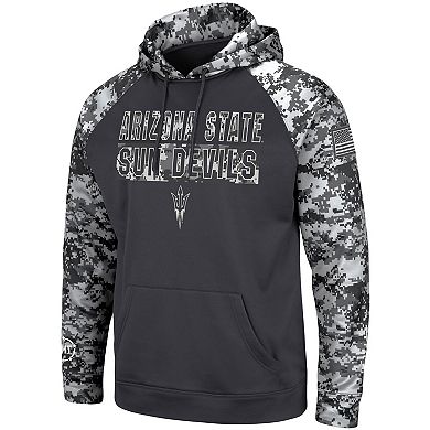 Men's Colosseum Charcoal Arizona State Sun Devils OHT Military Appreciation Digital Camo Pullover Hoodie