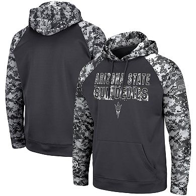 Men's Colosseum Charcoal Arizona State Sun Devils OHT Military Appreciation Digital Camo Pullover Hoodie