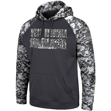 Men's Colosseum Charcoal West Virginia Mountaineers OHT Military Appreciation Digital Camo Pullover Hoodie