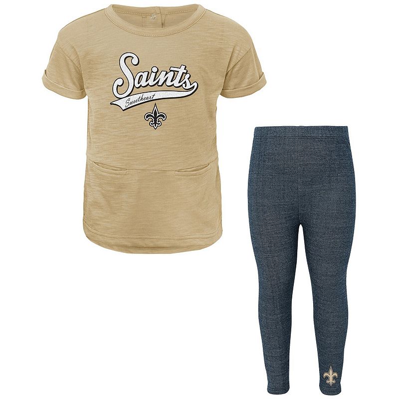 Girls Preschool Gold New Orleans Saints Diamond T-Shirt & Leggings Set, Gir