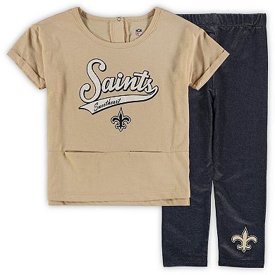 Girls Preschool Gold New Orleans Saints Diamond T-Shirt & Leggings Set