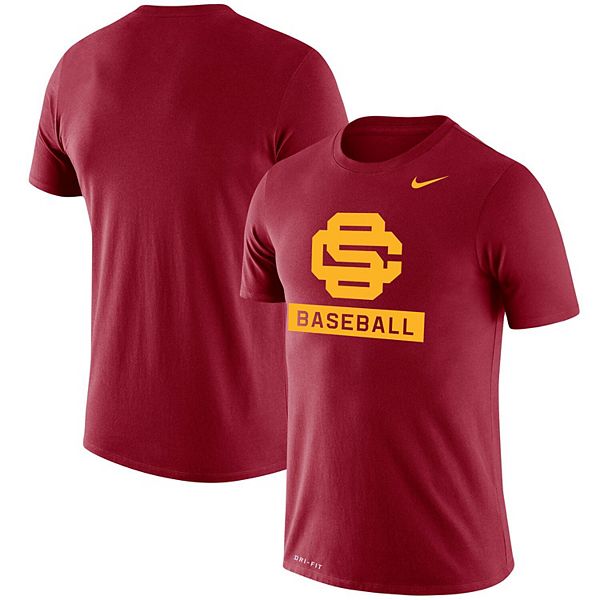 Men's Nike Heathered Cardinal USC Trojans Baseball Logo Stack Legend ...