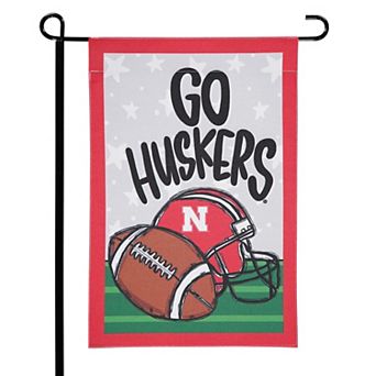 Nebraska Huskers 12'' x 18'' Team Helmet & Ball Garden Flag