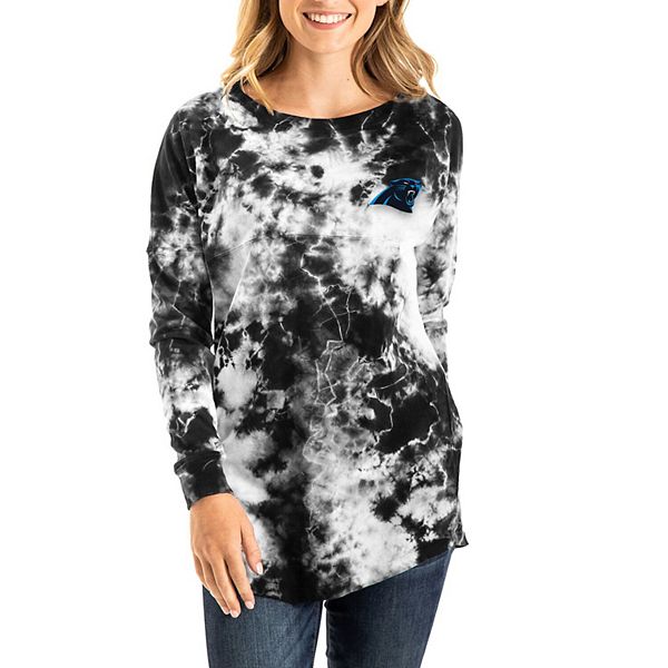 Carolina Panthers New Era Women's Tie-Dye Long Sleeve T-Shirt - Black