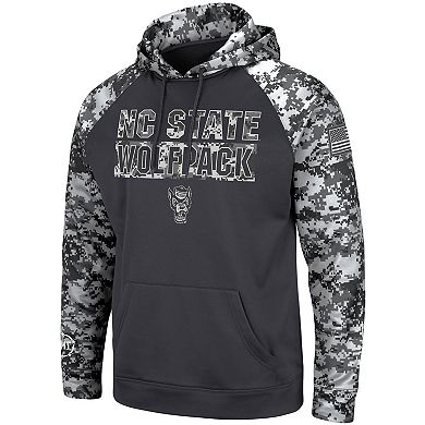 Men's Colosseum Charcoal NC State Wolfpack OHT Military Appreciation Digital Camo Pullover Hoodie