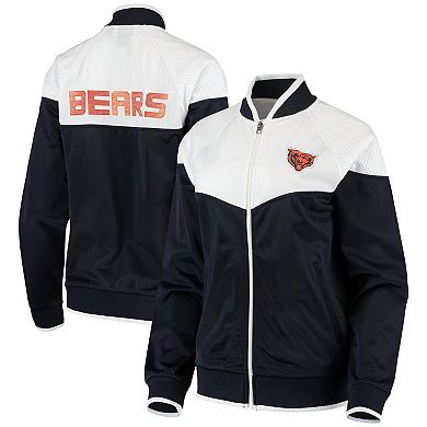 Men's Navy Chicago Bears Raglan Full-Zip Track Jacket