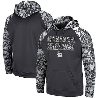 Men's Colosseum Charcoal Montana Grizzlies OHT Military Appreciation Digital Camo Pullover Hoodie