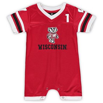 Newborn & Infant Colosseum Red Wisconsin Badgers Bumpo Football Logo Romper